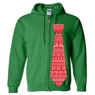 Ugly Christmas Sweater Tie Full Zip Hoodie