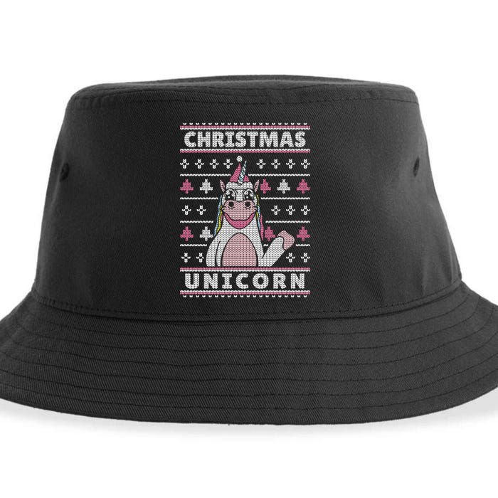 Ugly Christmas Sweater Unicorn Sustainable Bucket Hat