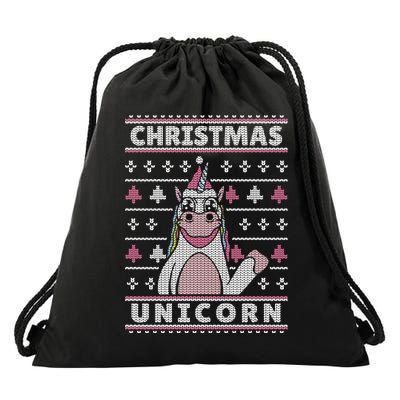Ugly Christmas Sweater Unicorn Drawstring Bag