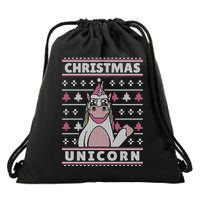 Ugly Christmas Sweater Unicorn Drawstring Bag