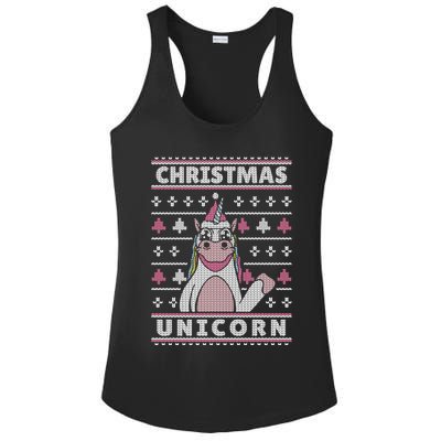 Ugly Christmas Sweater Unicorn Ladies PosiCharge Competitor Racerback Tank