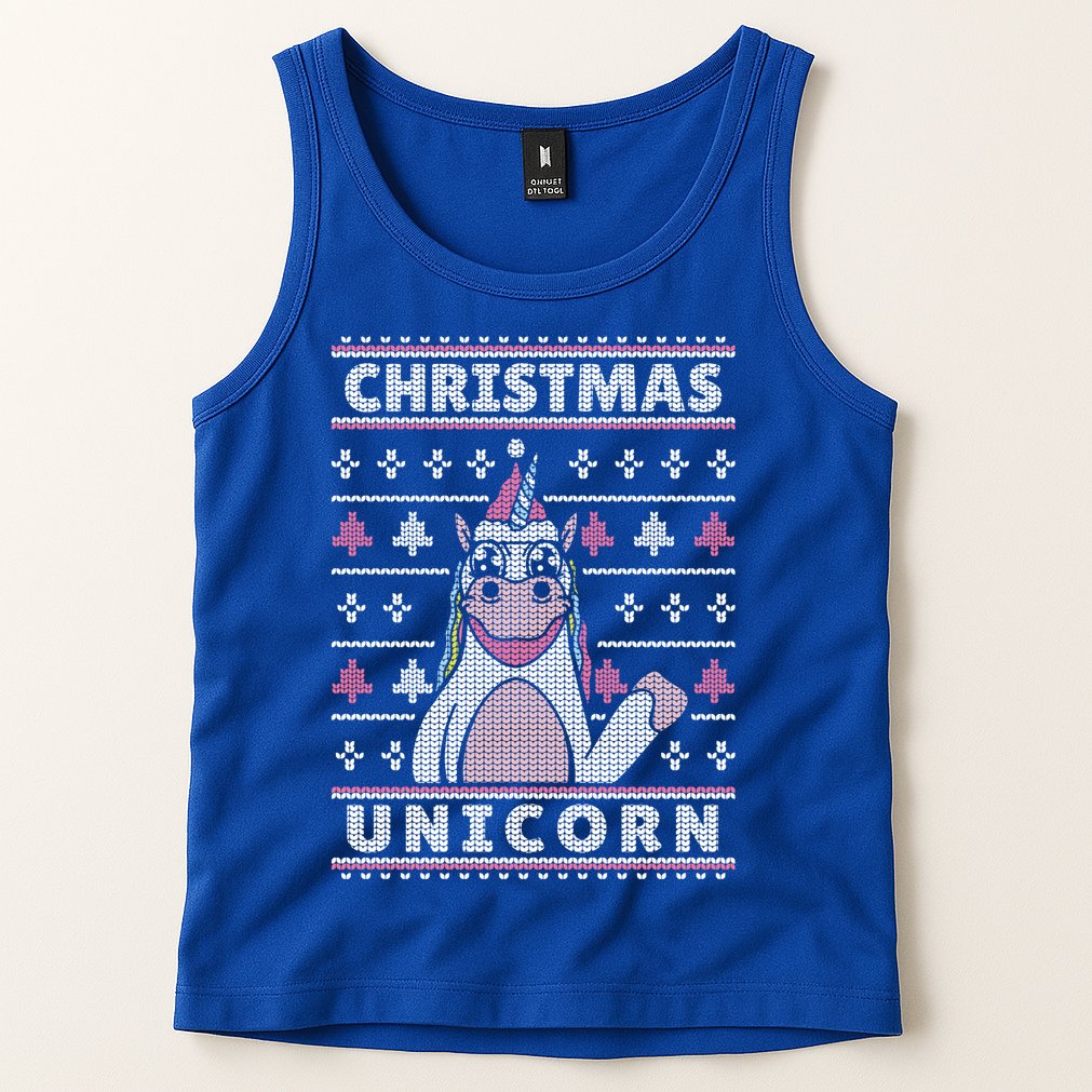 Ugly Christmas Sweater Unicorn Tank Top