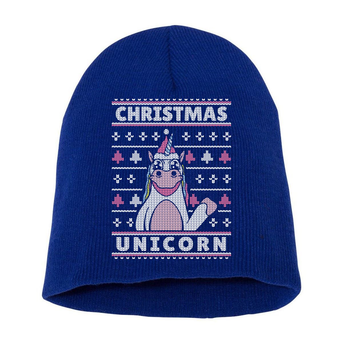 Ugly Christmas Sweater Unicorn Short Acrylic Beanie