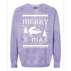 Ugly Christmas X-Mas Frisky Reindeer Humping Colorblast Crewneck Sweatshirt