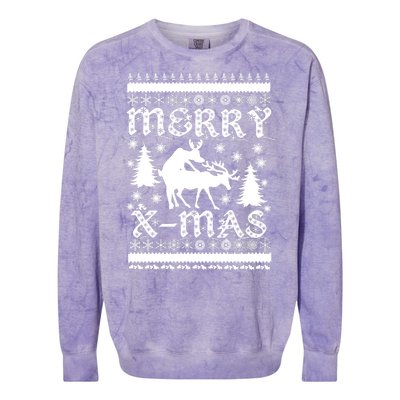 Ugly Christmas X-Mas Frisky Reindeer Humping Colorblast Crewneck Sweatshirt