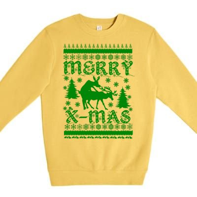 Ugly Christmas X-Mas Frisky Reindeer Humping Premium Crewneck Sweatshirt