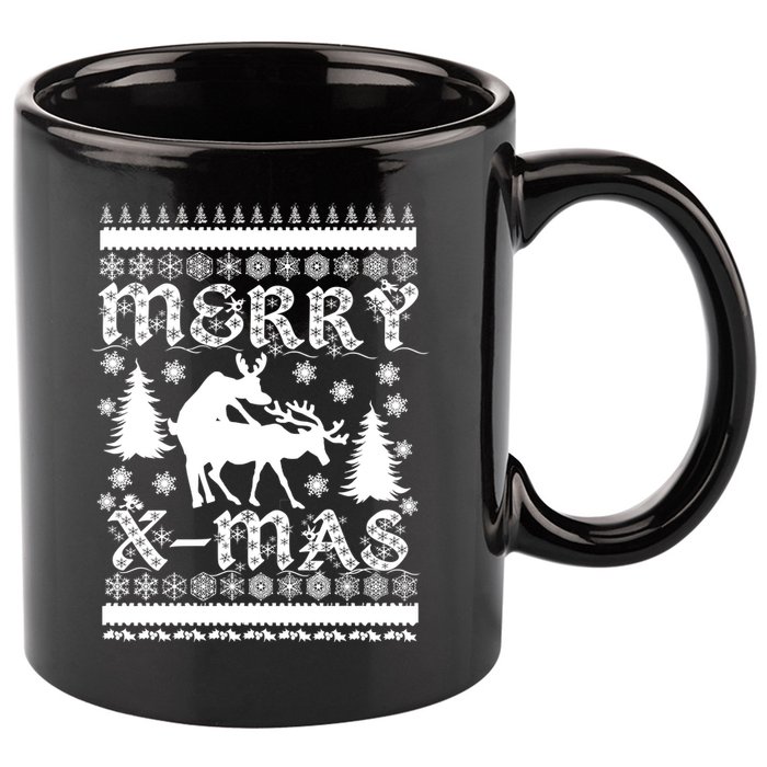 Ugly Christmas X-Mas Frisky Reindeer Humping 11oz C Handle Ceramic Mug