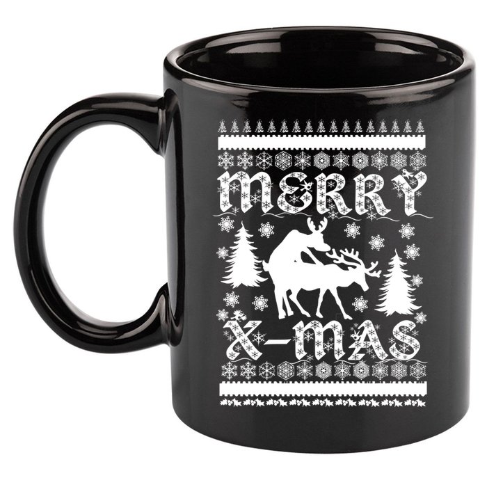 Ugly Christmas X-Mas Frisky Reindeer Humping 11oz C Handle Ceramic Mug