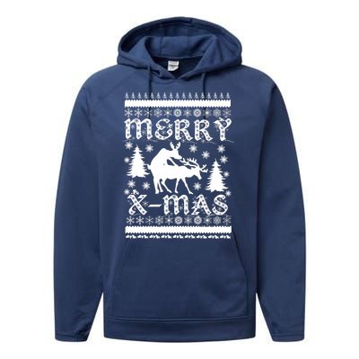 Ugly Christmas X-Mas Frisky Reindeer Humping Performance Fleece Hoodie