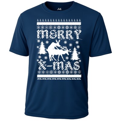 Ugly Christmas X-Mas Frisky Reindeer Humping Cooling Performance Crew T-Shirt