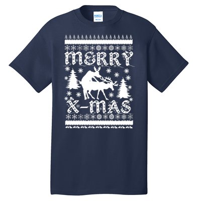 Ugly Christmas X-Mas Frisky Reindeer Humping Tall T-Shirt