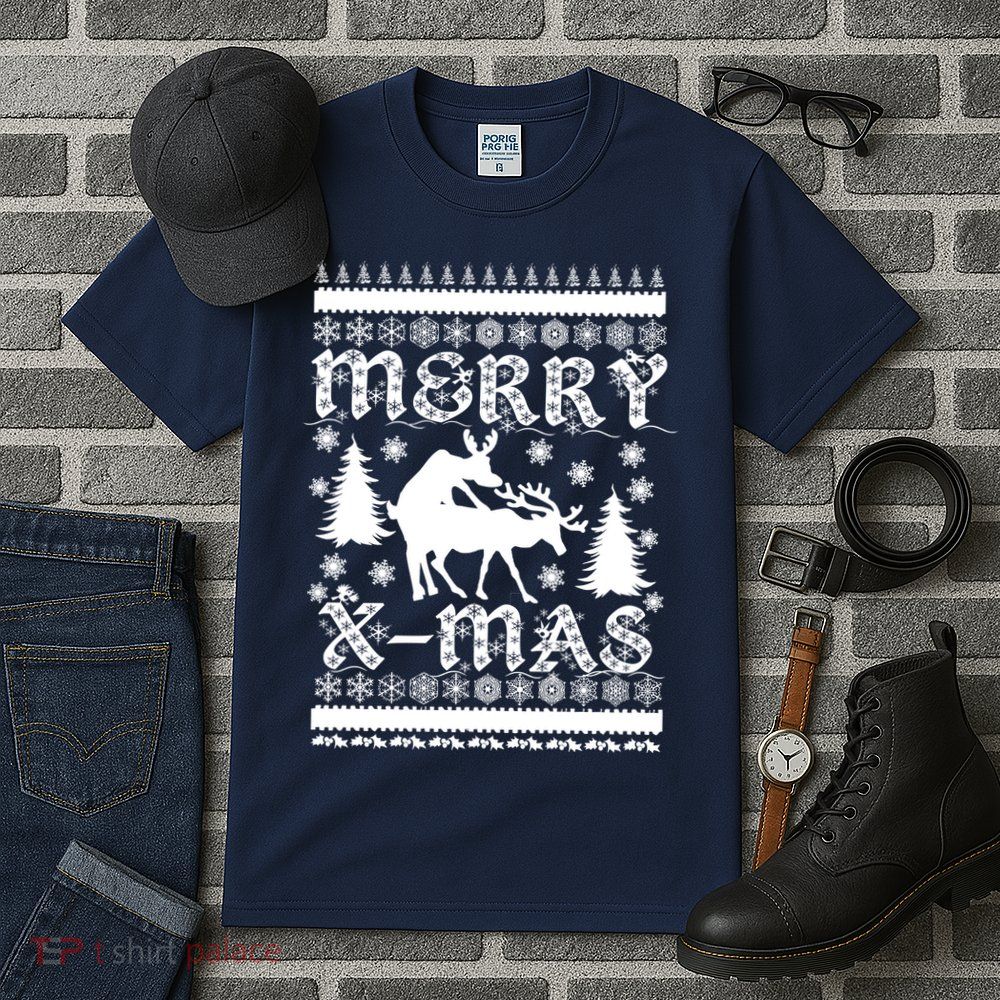 Ugly Christmas X-Mas Frisky Reindeer Humping Tall T-Shirt