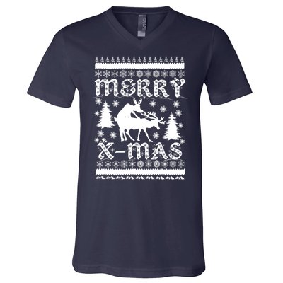 Ugly Christmas X-Mas Frisky Reindeer Humping V-Neck T-Shirt