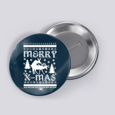 Ugly Christmas X-Mas Frisky Reindeer Humping Button