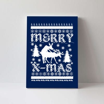 Ugly Christmas X-Mas Frisky Reindeer Humping Canvas