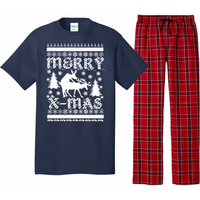 Ugly Christmas X-Mas Frisky Reindeer Humping Pajama Set