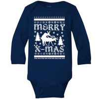 Ugly Christmas X-Mas Frisky Reindeer Humping Baby Long Sleeve Bodysuit