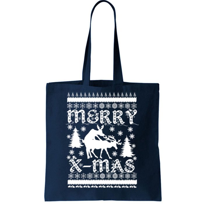 Ugly Christmas X-Mas Frisky Reindeer Humping Tote Bag