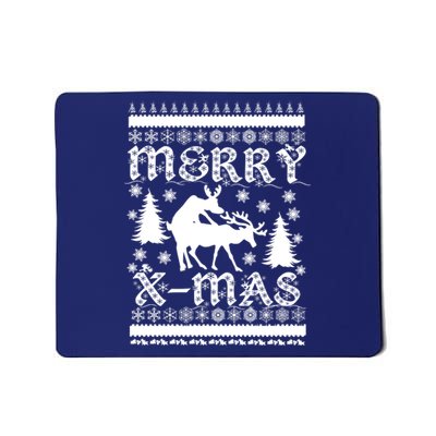 Ugly Christmas X-Mas Frisky Reindeer Humping Mousepad