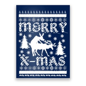 Ugly Christmas X-Mas Frisky Reindeer Humping Poster