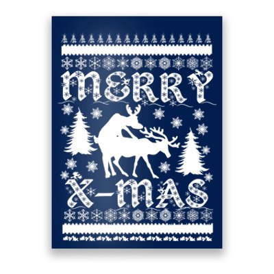 Ugly Christmas X-Mas Frisky Reindeer Humping Poster