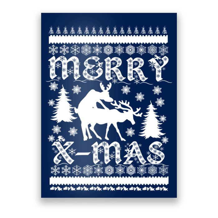 Ugly Christmas X-Mas Frisky Reindeer Humping Poster