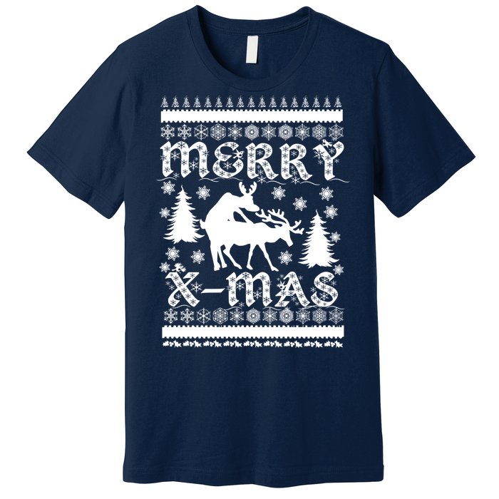 Ugly Christmas X-Mas Frisky Reindeer Humping Premium T-Shirt