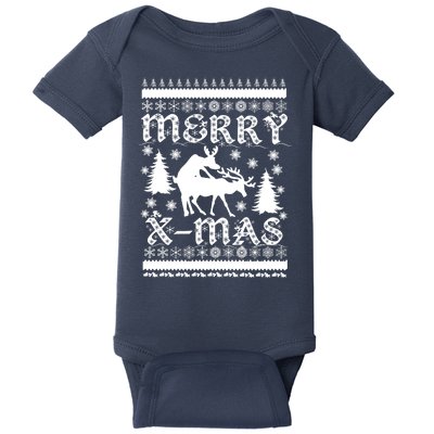 Ugly Christmas X-Mas Frisky Reindeer Humping Baby Bodysuit