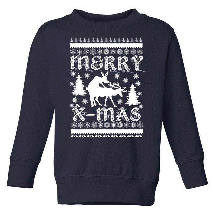 Ugly Christmas X-Mas Frisky Reindeer Humping Toddler Sweatshirt