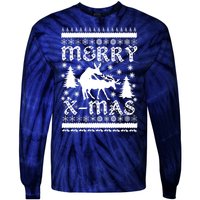 Ugly Christmas X-Mas Frisky Reindeer Humping Tie-Dye Long Sleeve Shirt