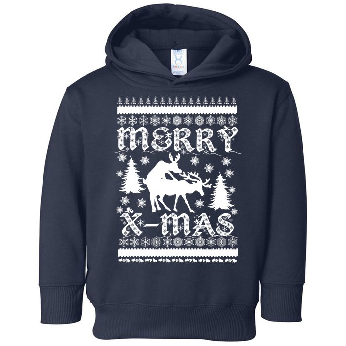 Ugly Christmas X-Mas Frisky Reindeer Humping Toddler Hoodie