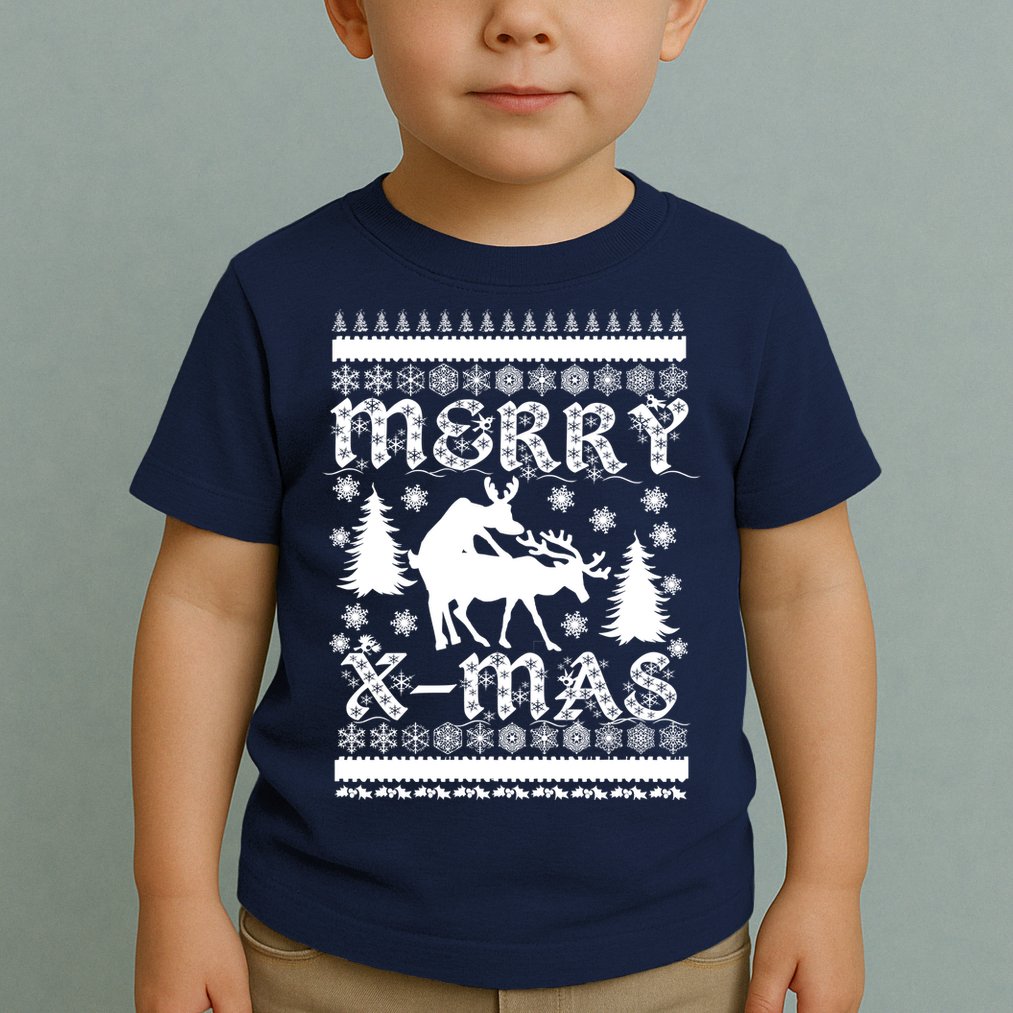 Ugly Christmas X-Mas Frisky Reindeer Humping Toddler T-Shirt