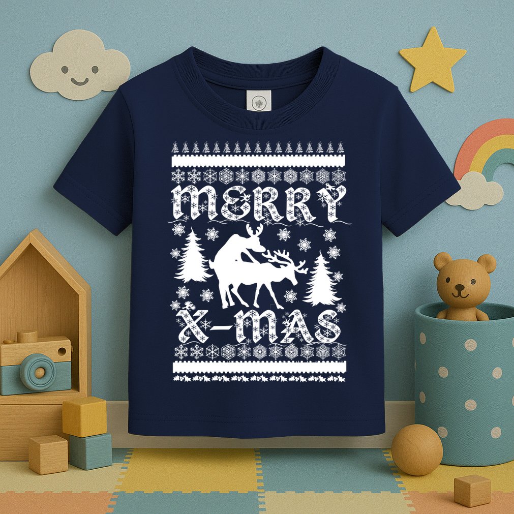 Ugly Christmas X-Mas Frisky Reindeer Humping Toddler T-Shirt