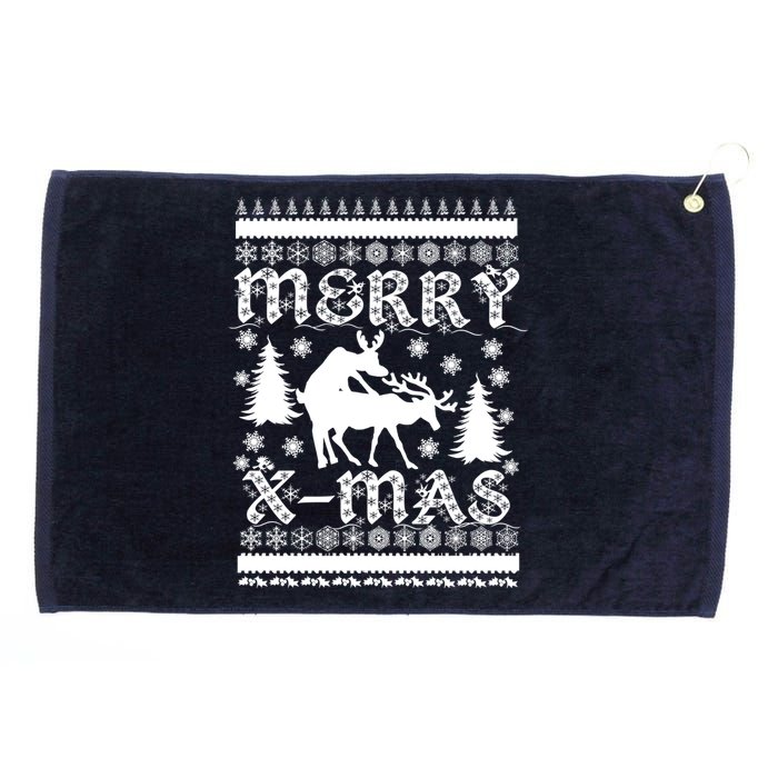 Ugly Christmas X-Mas Frisky Reindeer Humping Grommeted Golf Towel