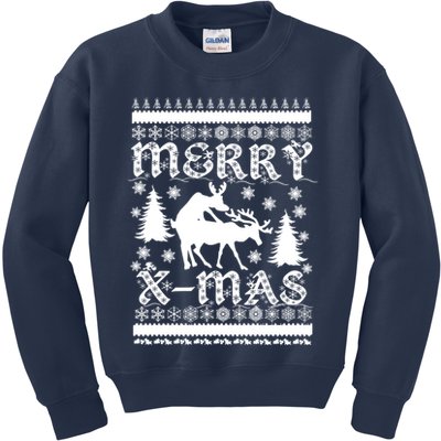 Ugly Christmas X-Mas Frisky Reindeer Humping Kids Sweatshirt