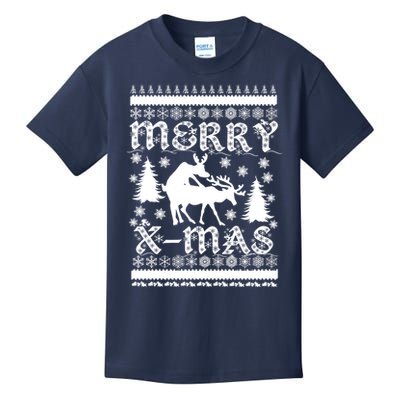 Ugly Christmas X-Mas Frisky Reindeer Humping Kids T-Shirt