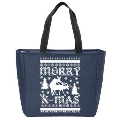 Ugly Christmas X-Mas Frisky Reindeer Humping Zip Tote Bag