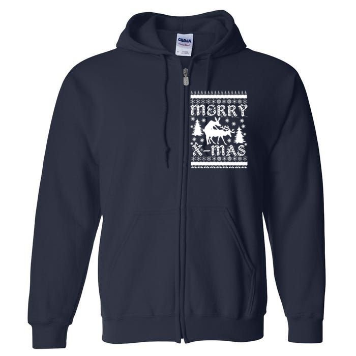 Ugly Christmas X-Mas Frisky Reindeer Humping Full Zip Hoodie