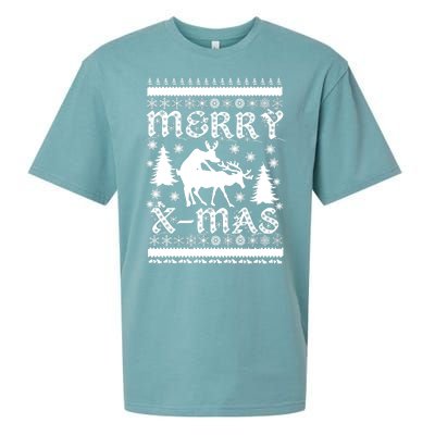 Ugly Christmas X-Mas Frisky Reindeer Humping Sueded Cloud Jersey T-Shirt