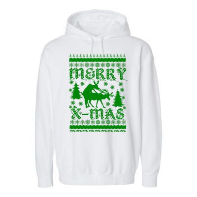 Ugly Christmas X-Mas Frisky Reindeer Humping Garment-Dyed Fleece Hoodie