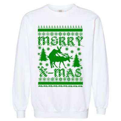 Ugly Christmas X-Mas Frisky Reindeer Humping Garment-Dyed Sweatshirt