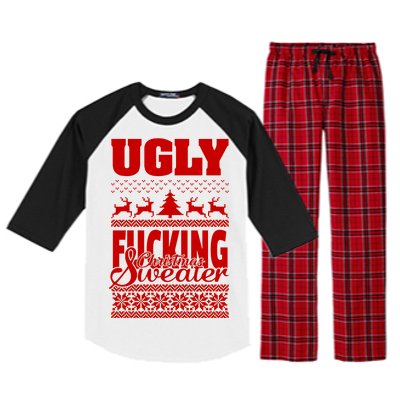 Ugly F-cking Christmas Sweater X-Mas Raglan Sleeve Pajama Set