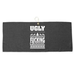 Ugly F-cking Christmas Sweater X-Mas Large Microfiber Waffle Golf Towel