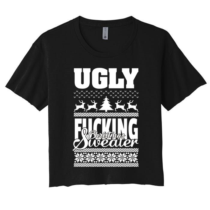 Ugly F-cking Christmas Sweater X-Mas Women's Crop Top Tee