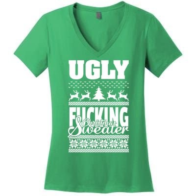 Ugly F-cking Christmas Sweater X-Mas Women's V-Neck T-Shirt