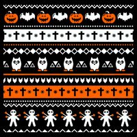 Ugly Halloween Sweater Black Cat Pumpkin Button
