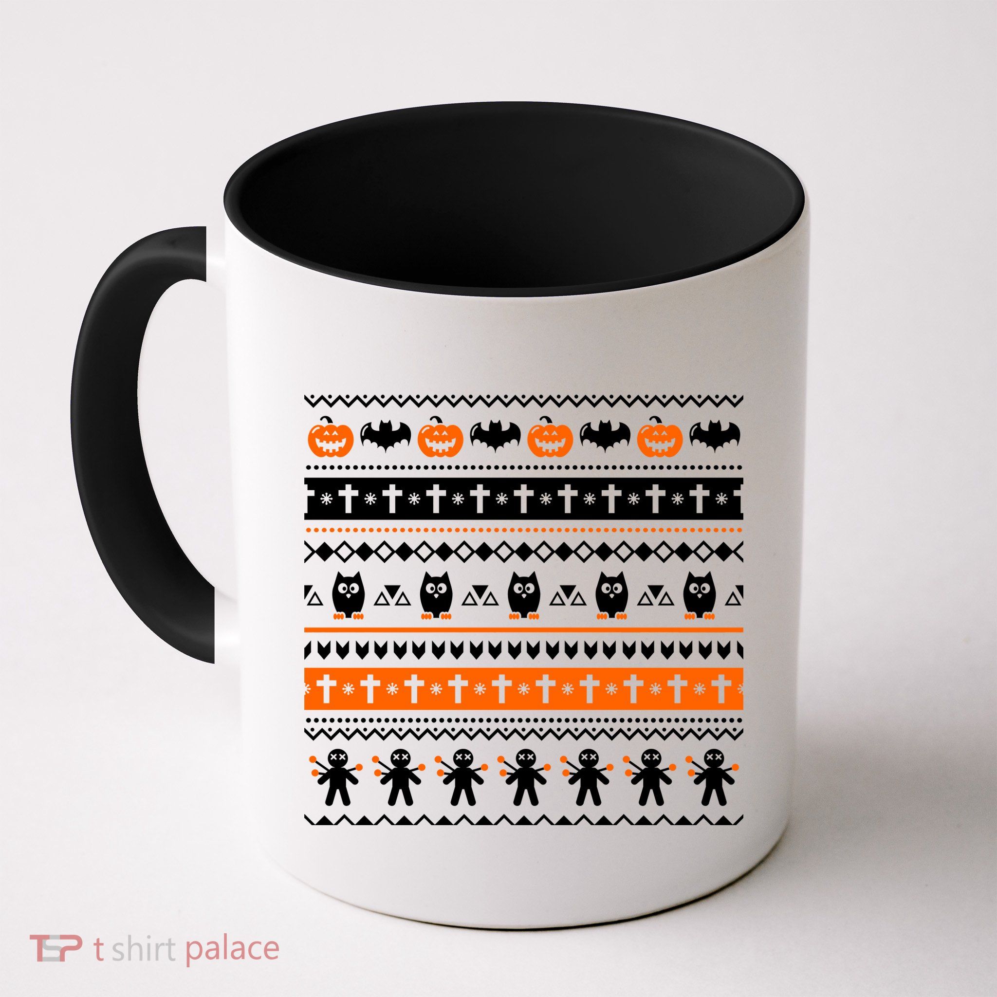 Ugly Halloween Sweater Black Cat Pumpkin Mug