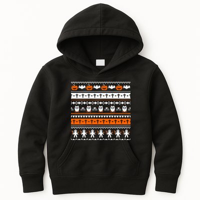 Ugly Halloween Sweater Black Cat Pumpkin Kids Hoodie