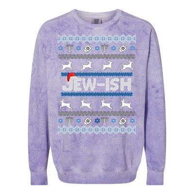 Ugly Hanukkah Sweater Jew-ish Santa Colorblast Crewneck Sweatshirt