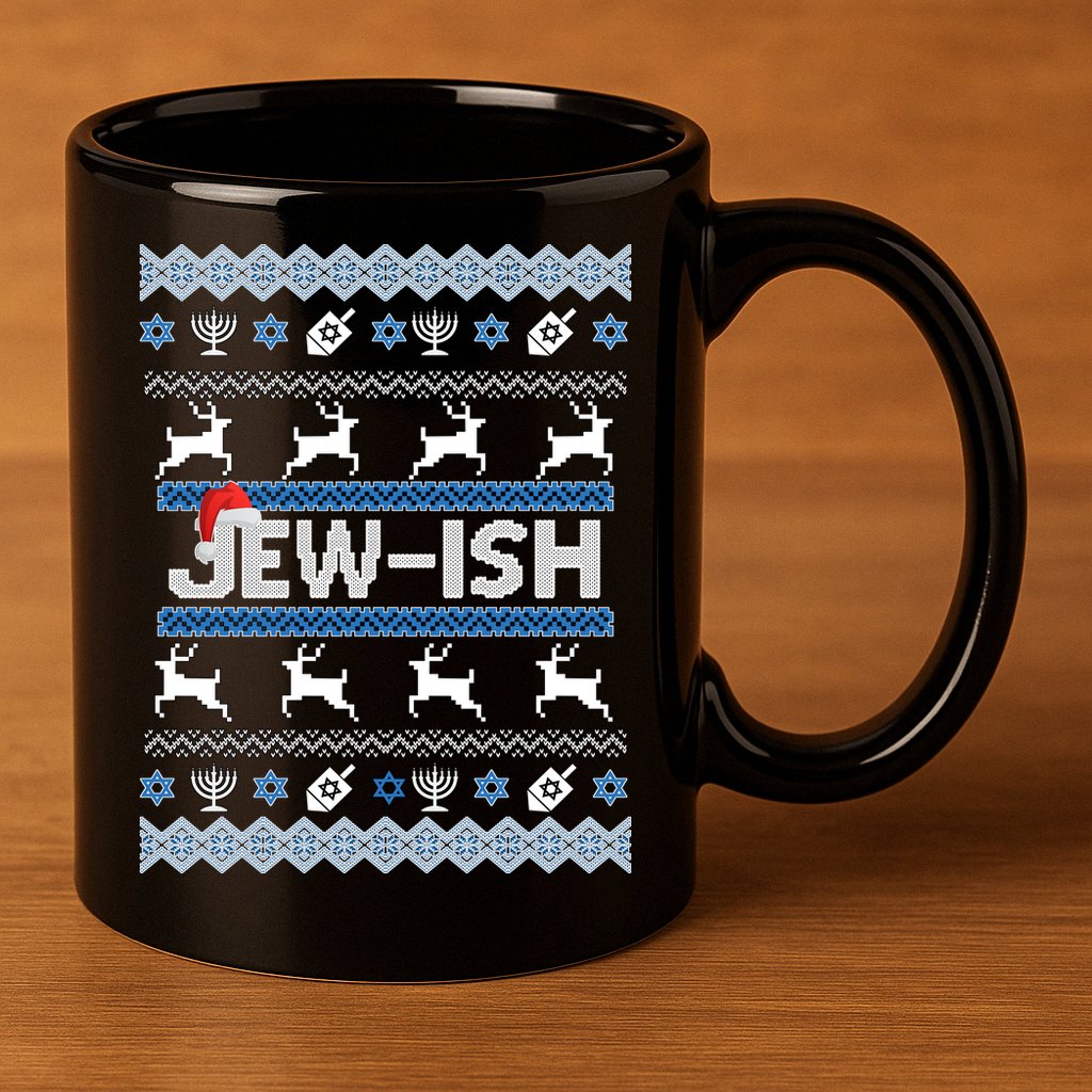 Ugly Hanukkah Sweater Jew-ish Santa 11oz C Handle Ceramic Mug